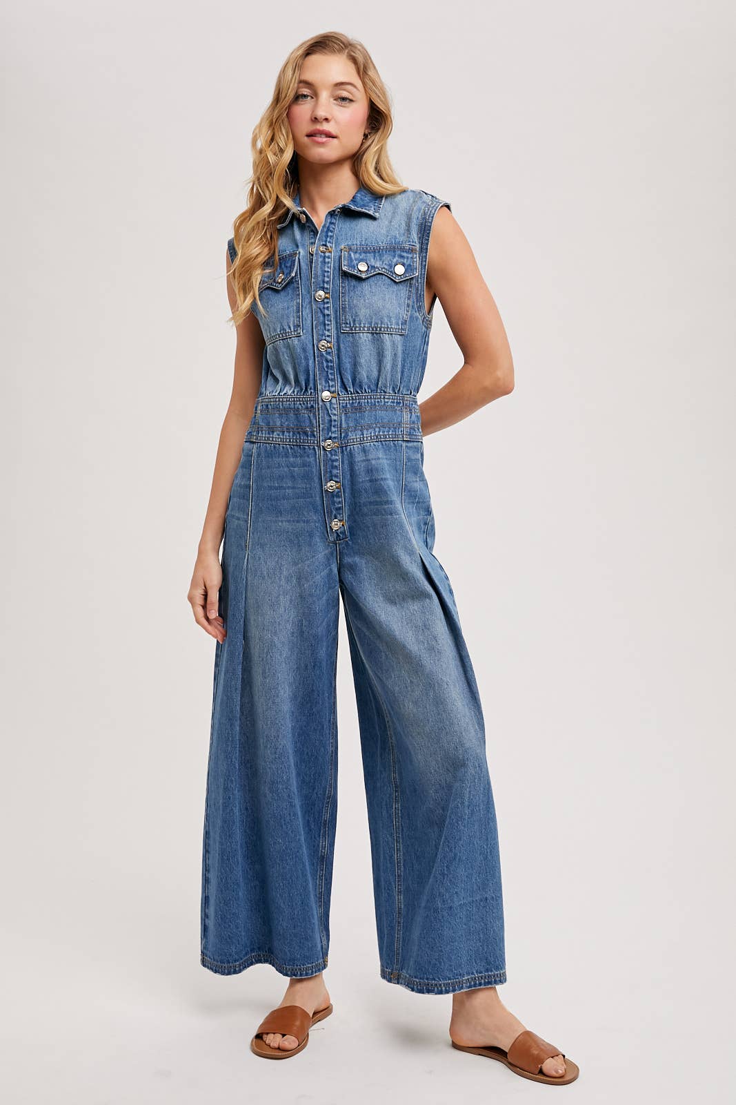 FINN DENIM SLEEVELESS JUMPSUIT