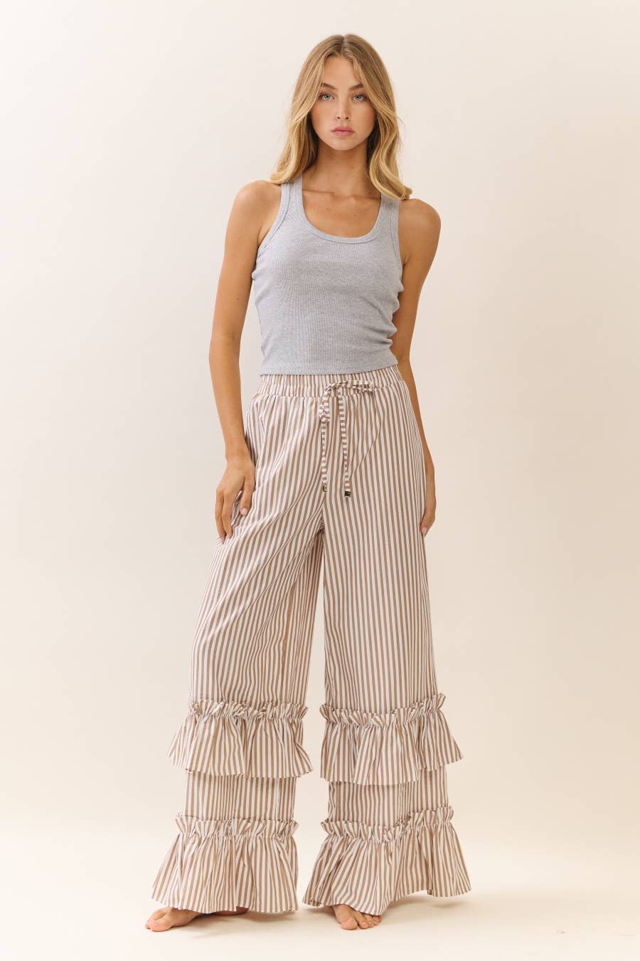 Striped Pull-on Maxi Pants