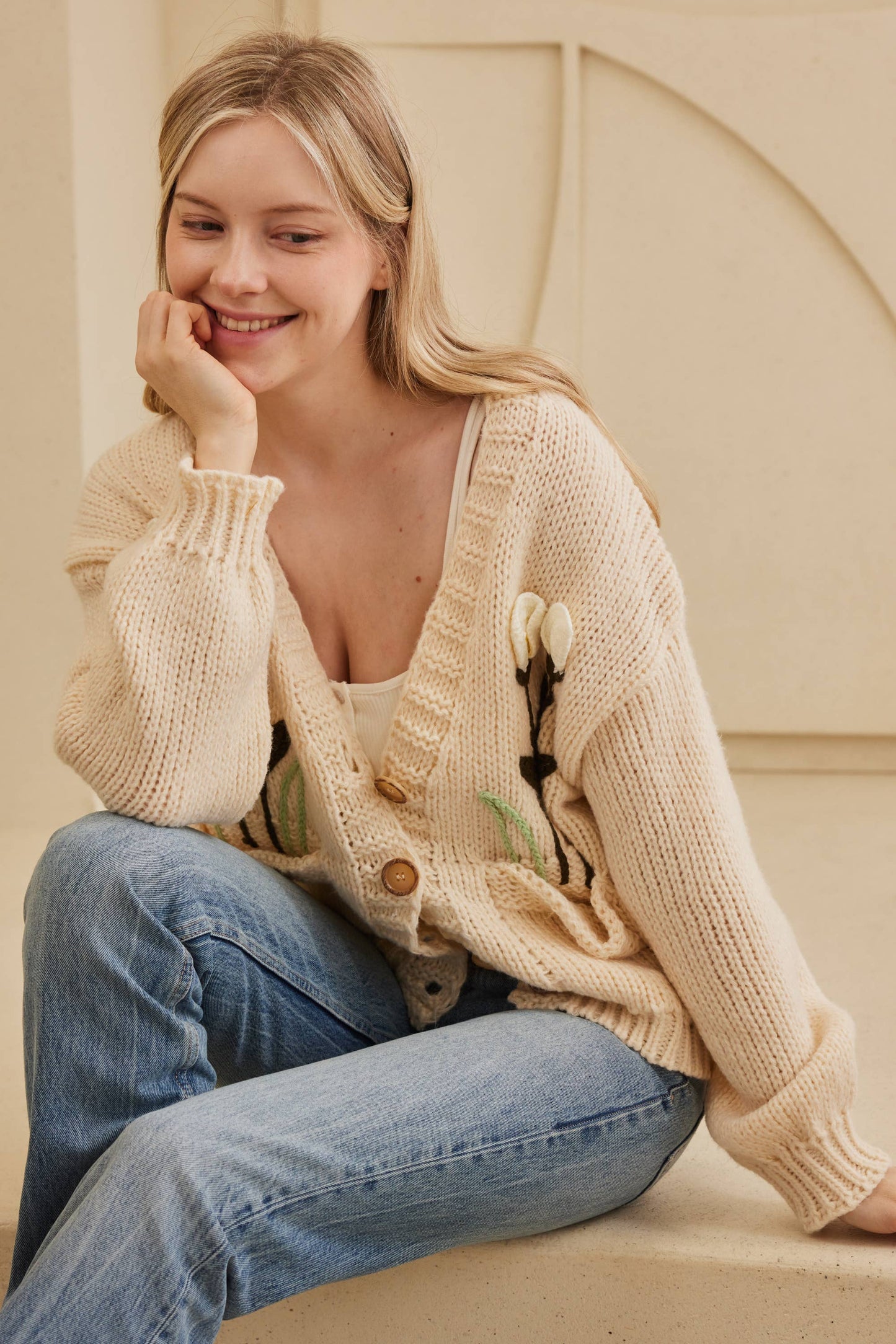 Felicity Flower Embroidered Knit Cardigan