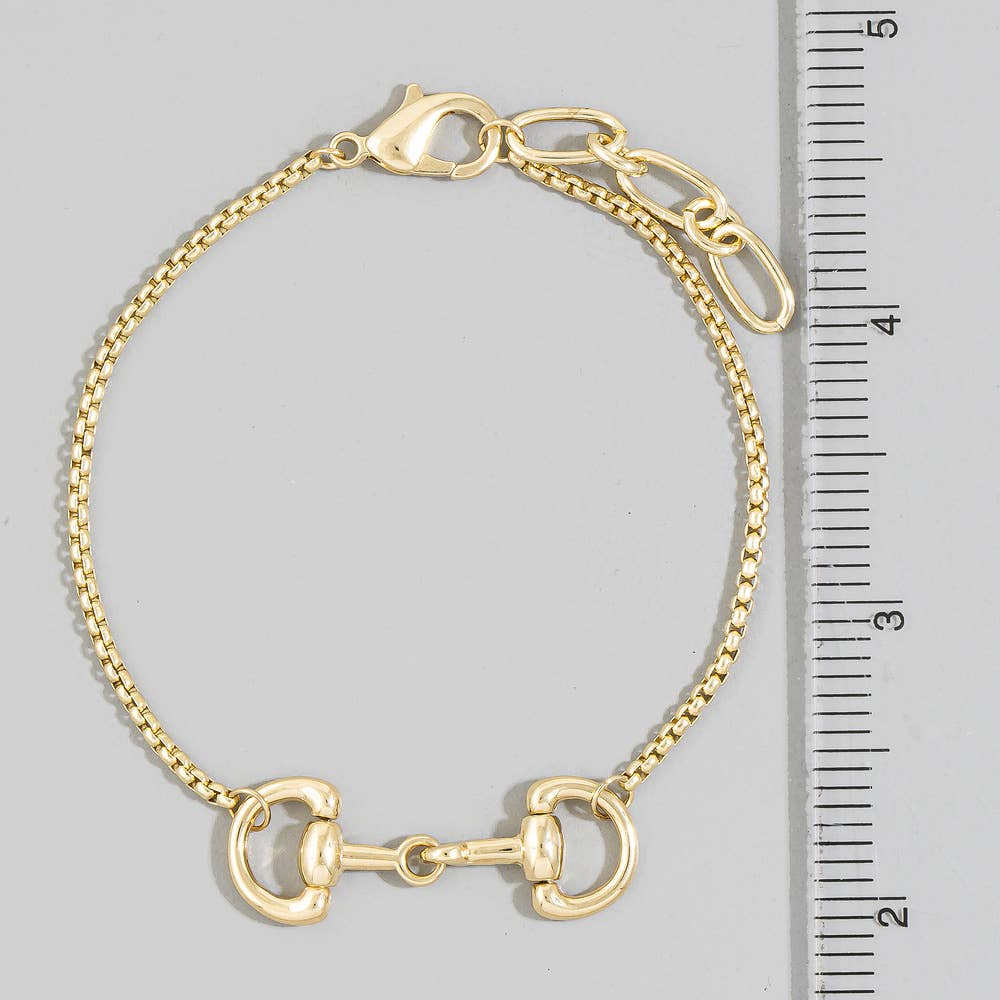 Horse Bit Charm Box Chain Dainty Bracelet