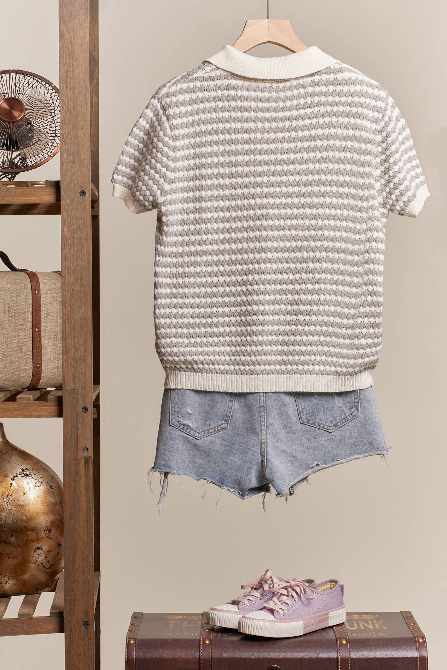 Shelley Striped Short Sleeve Knit Top