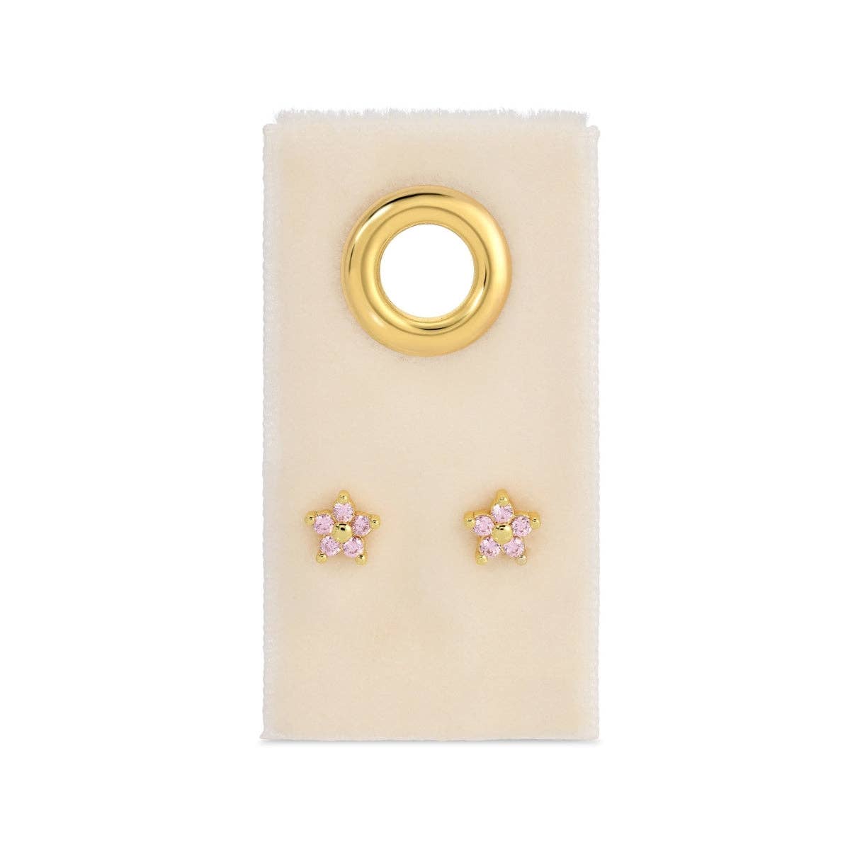 Delicate Flower Studs on Velvet Tag