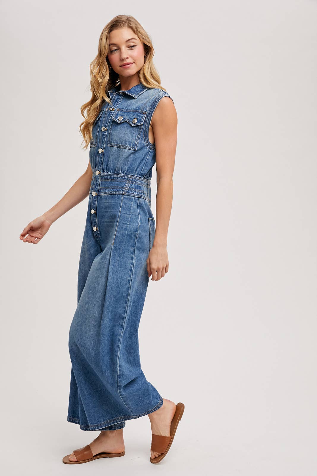 FINN DENIM SLEEVELESS JUMPSUIT