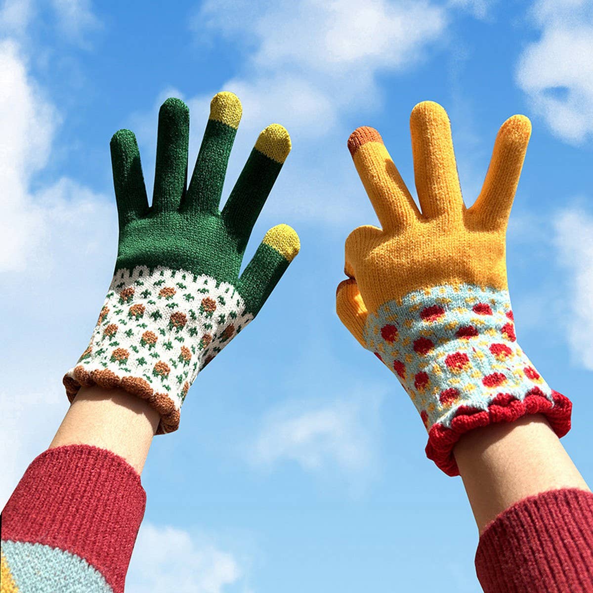 Mix-Match Knit Gloves
