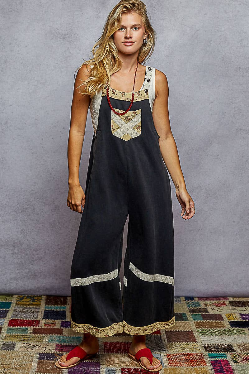 Tomato French terry knit overalls