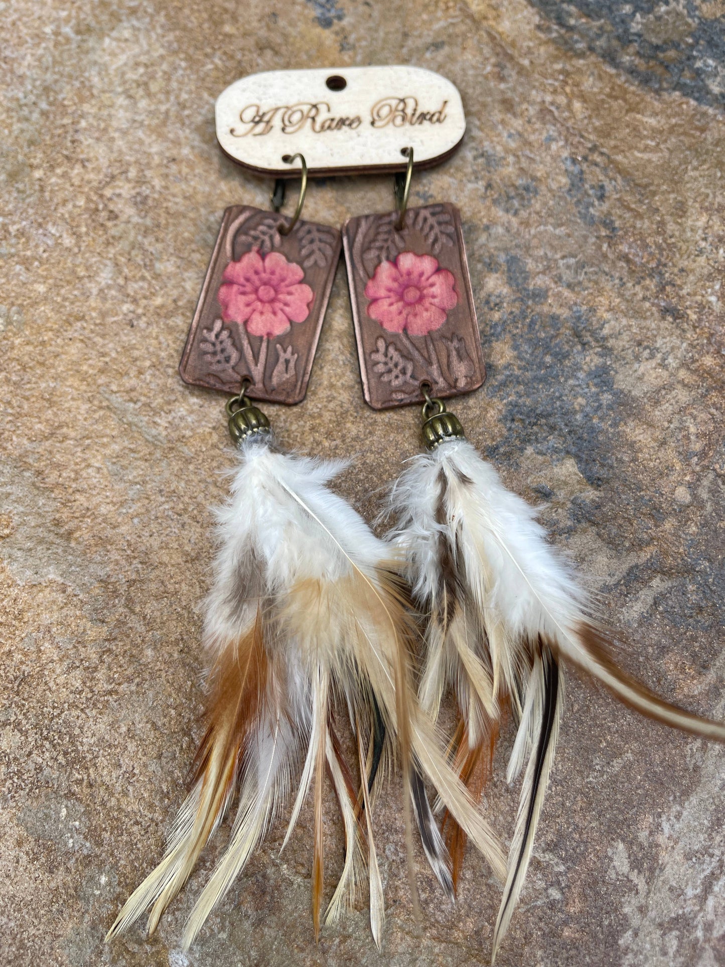 Tooled Feather Earrings