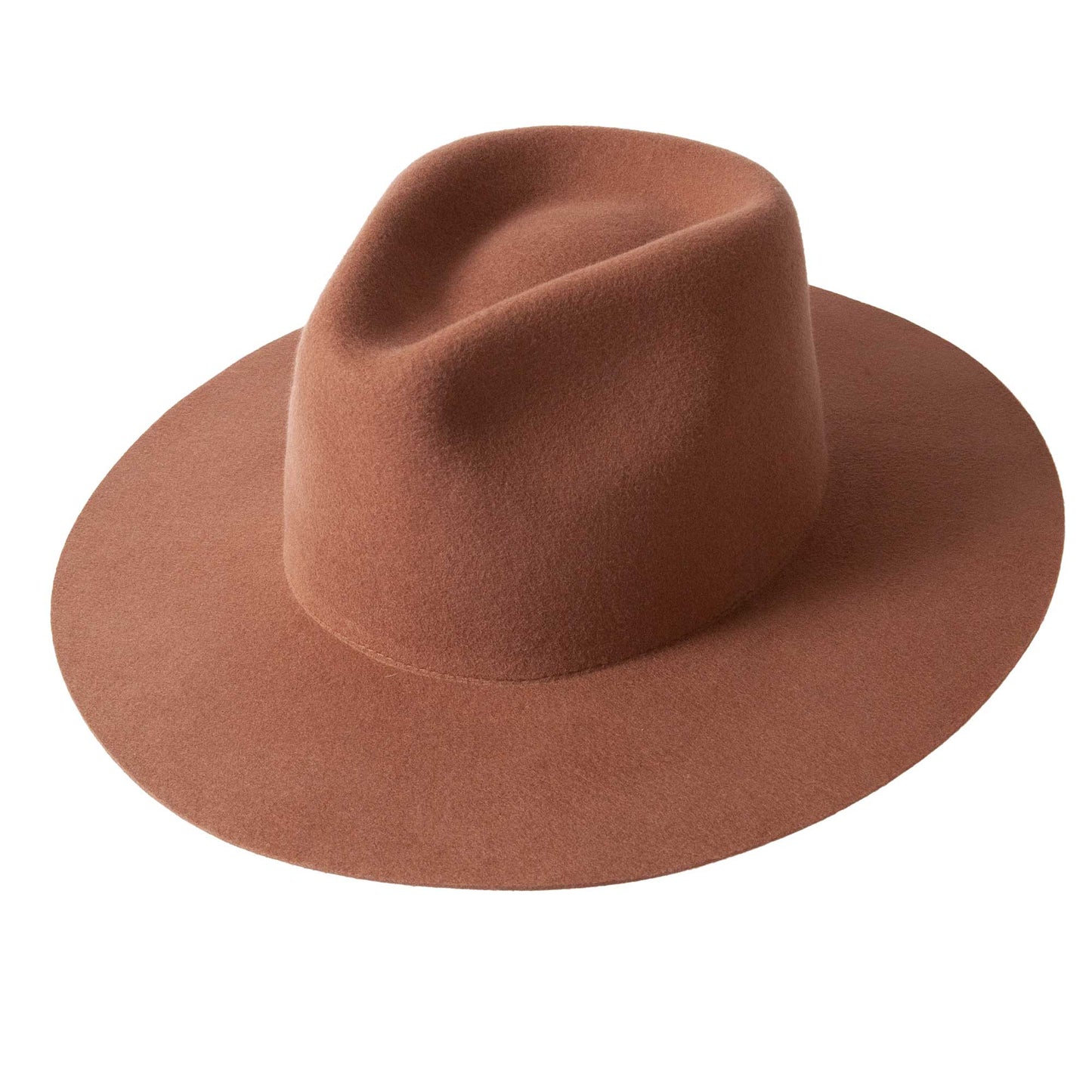 100% Wool Felt Flat Brim Fedora Hat - Style Rancher