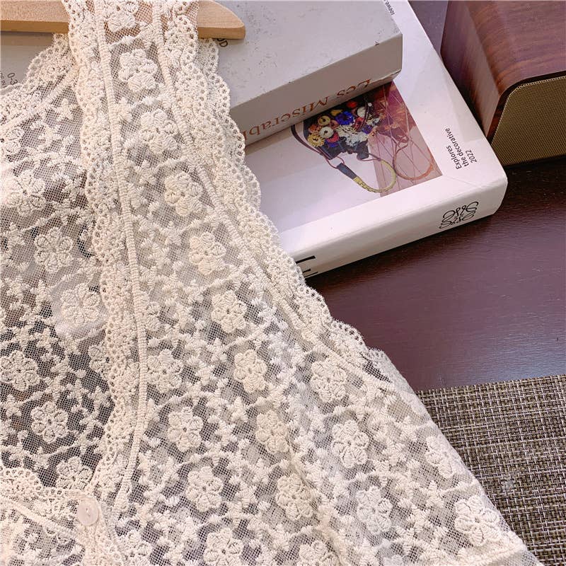 Sally Embroidered Lace Vest