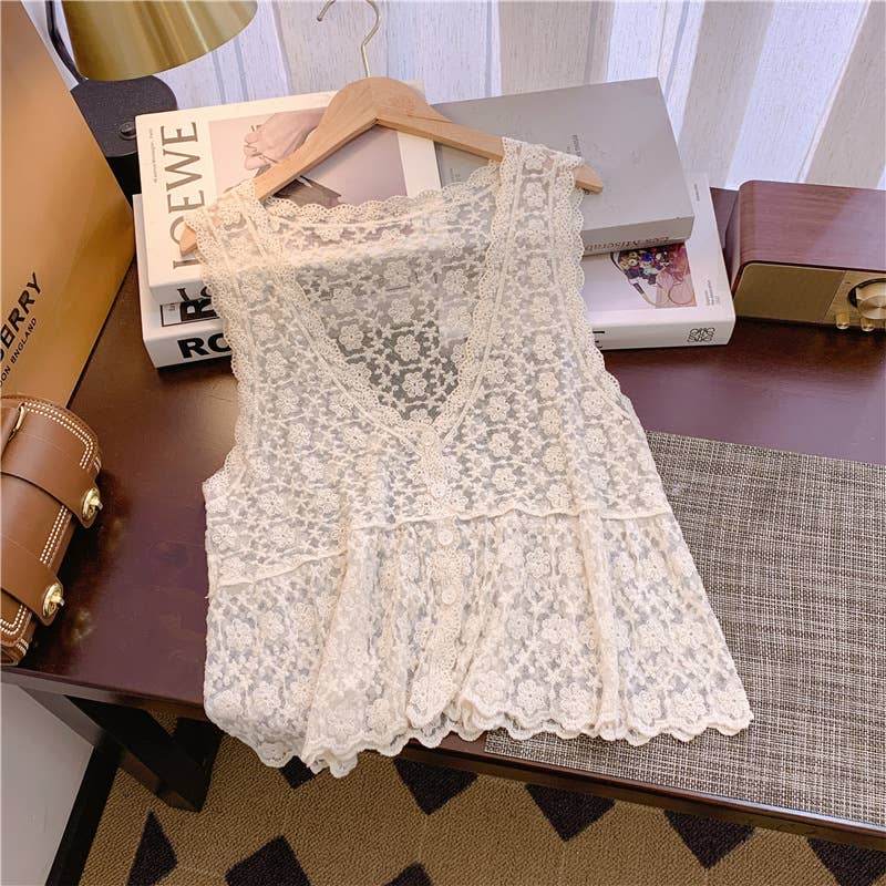 Sally Embroidered Lace Vest