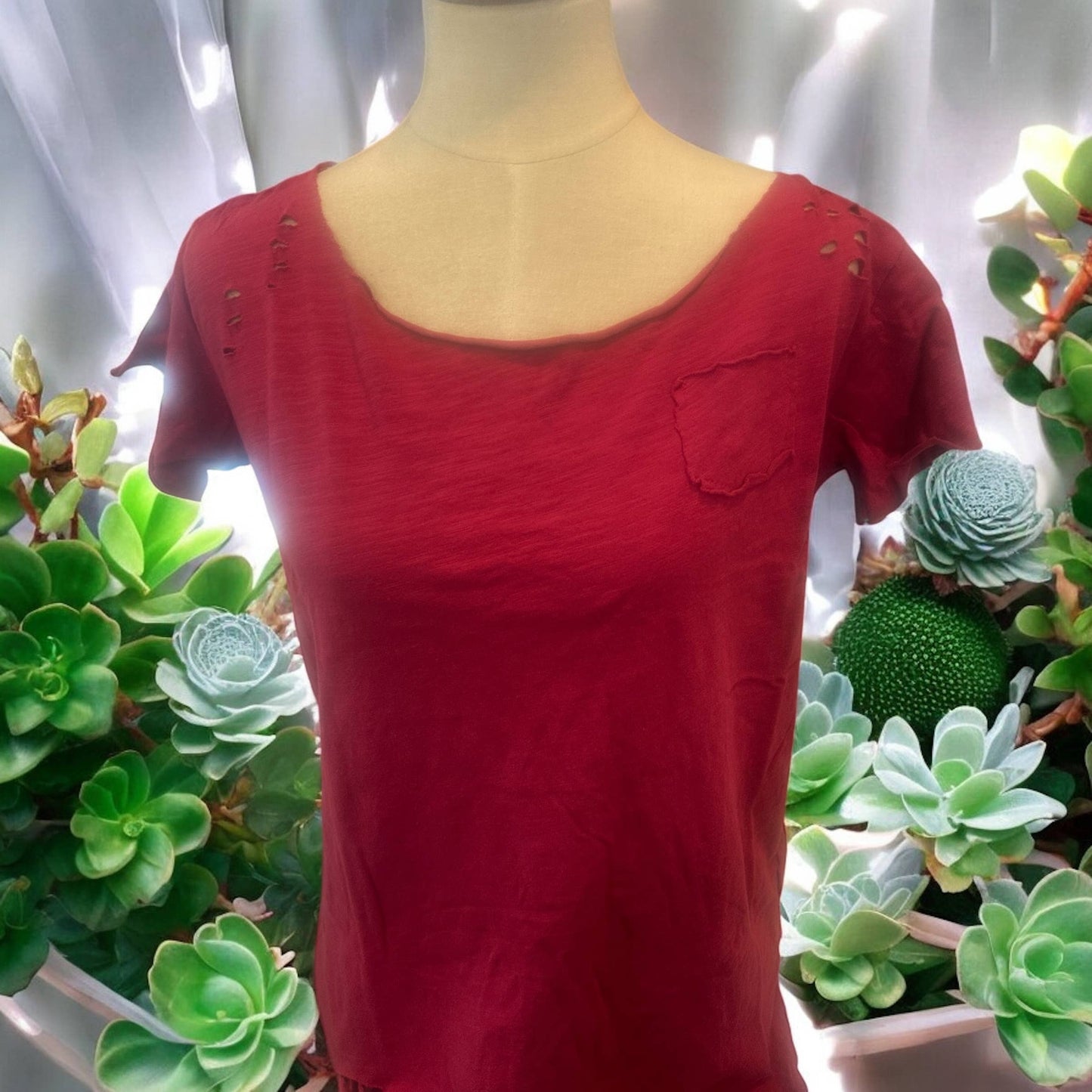 Cranberry Rip Tattered Shirt