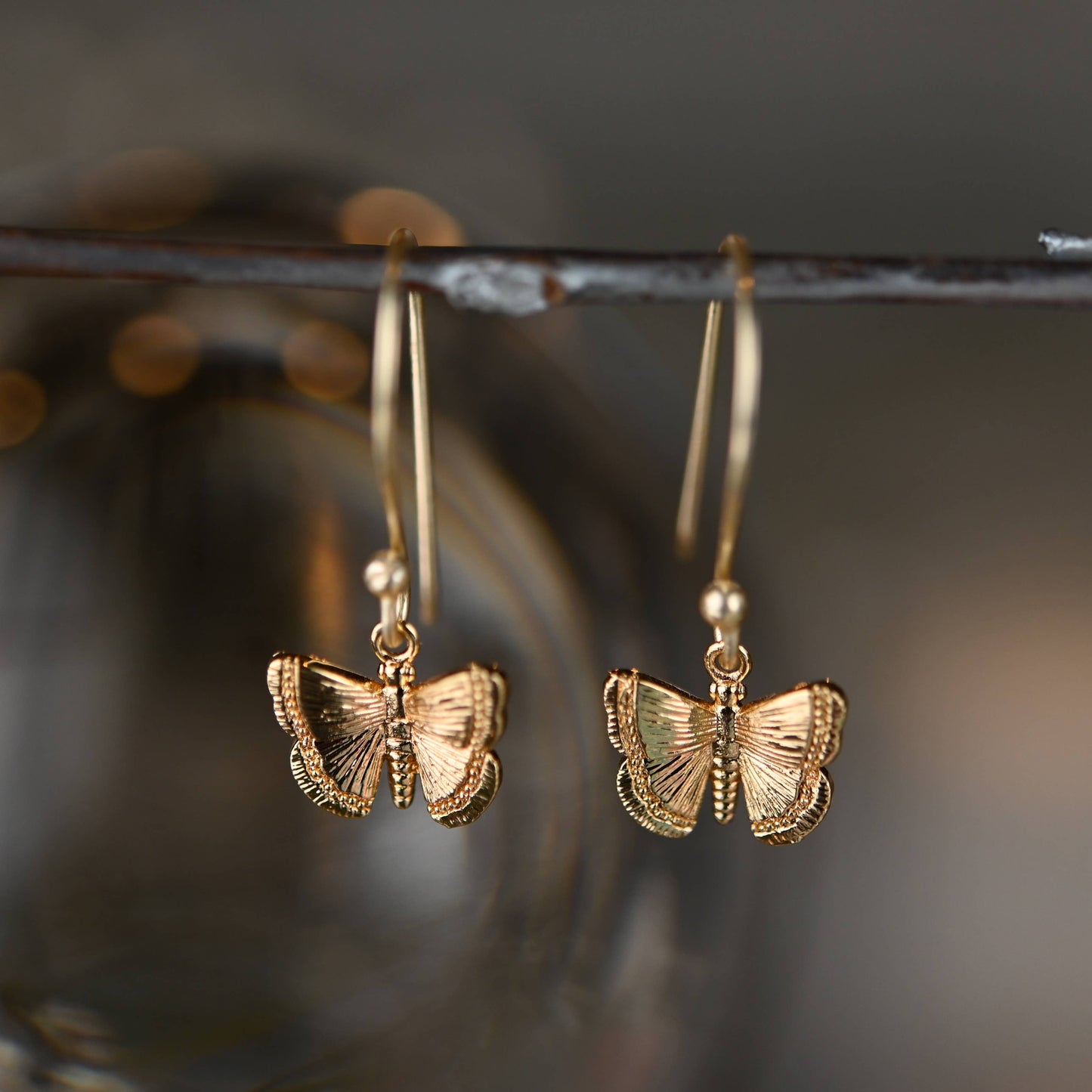 Golden Butterfly Drops Earrings