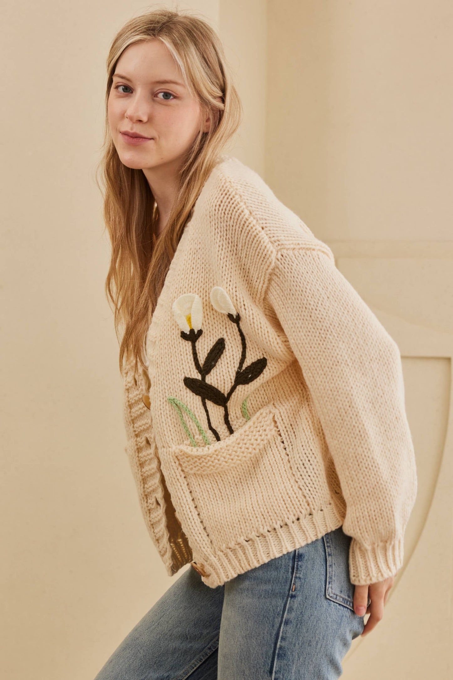 Felicity Flower Embroidered Knit Cardigan