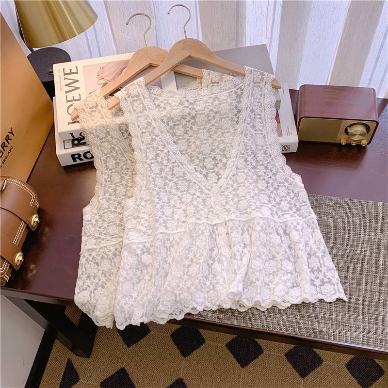 Sally Embroidered Lace Vest