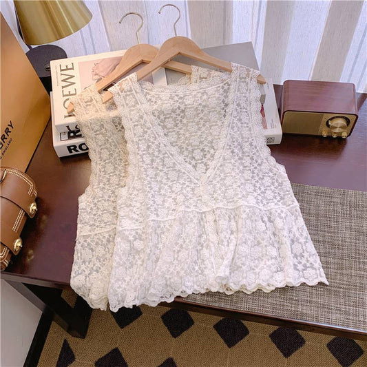 Sally Embroidered Lace Vest