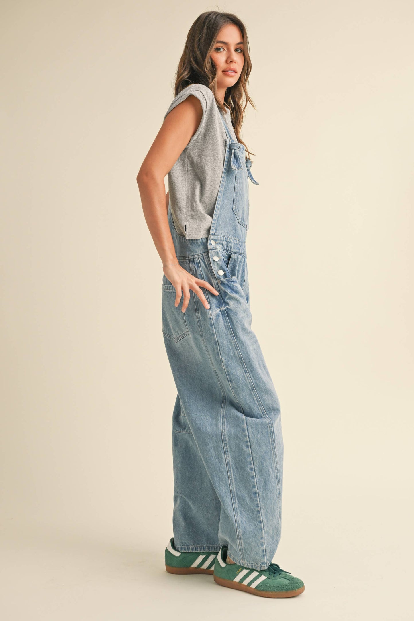 Charlene Barrel Denim Overalls