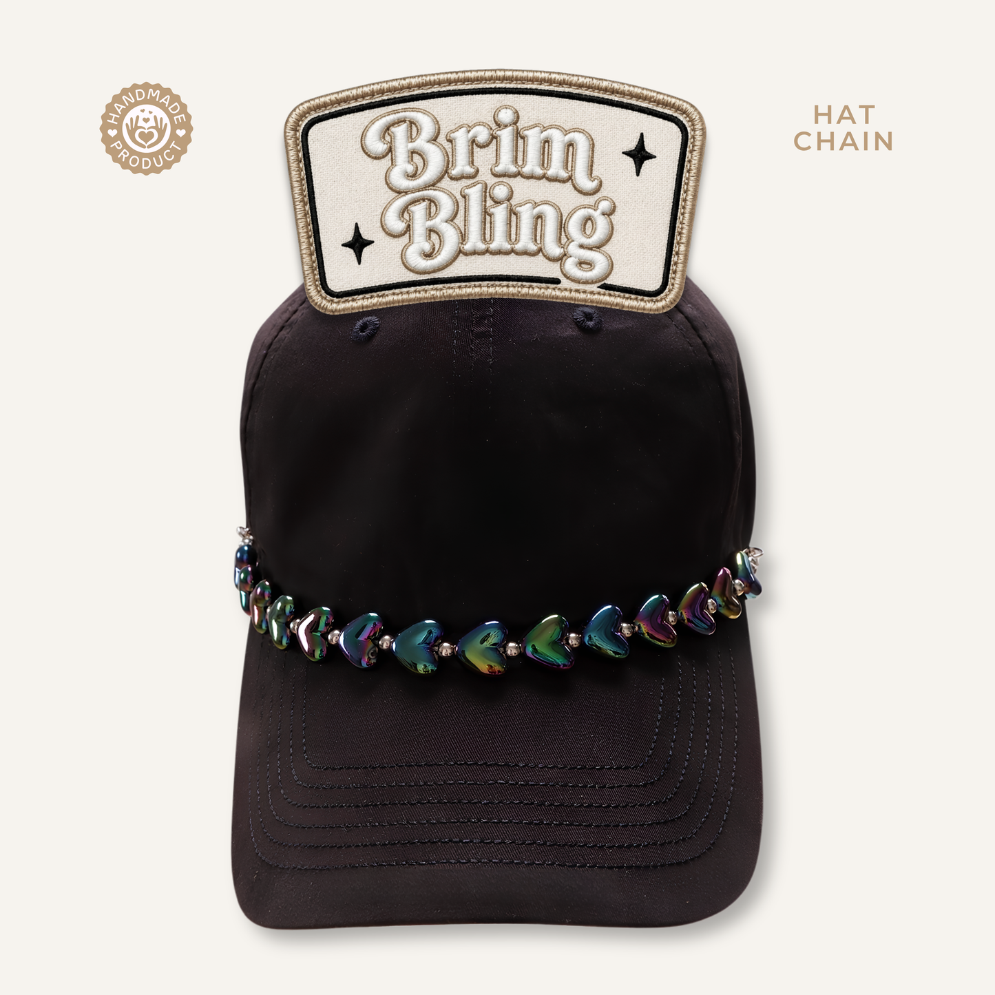 Jumbo Black Hearts - 11 Inch Hat Chain