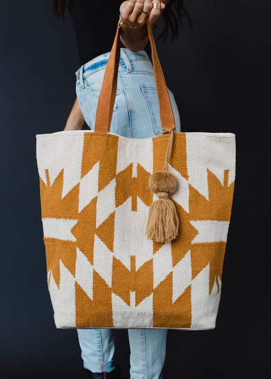 Cream & Camel Aztec Tote