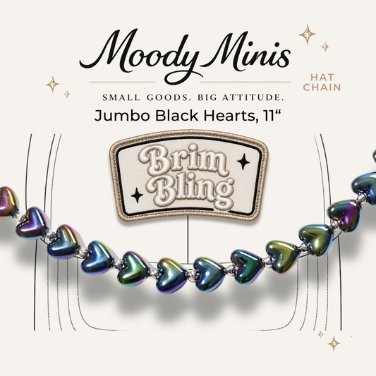 Jumbo Black Hearts - 11 Inch Hat Chain