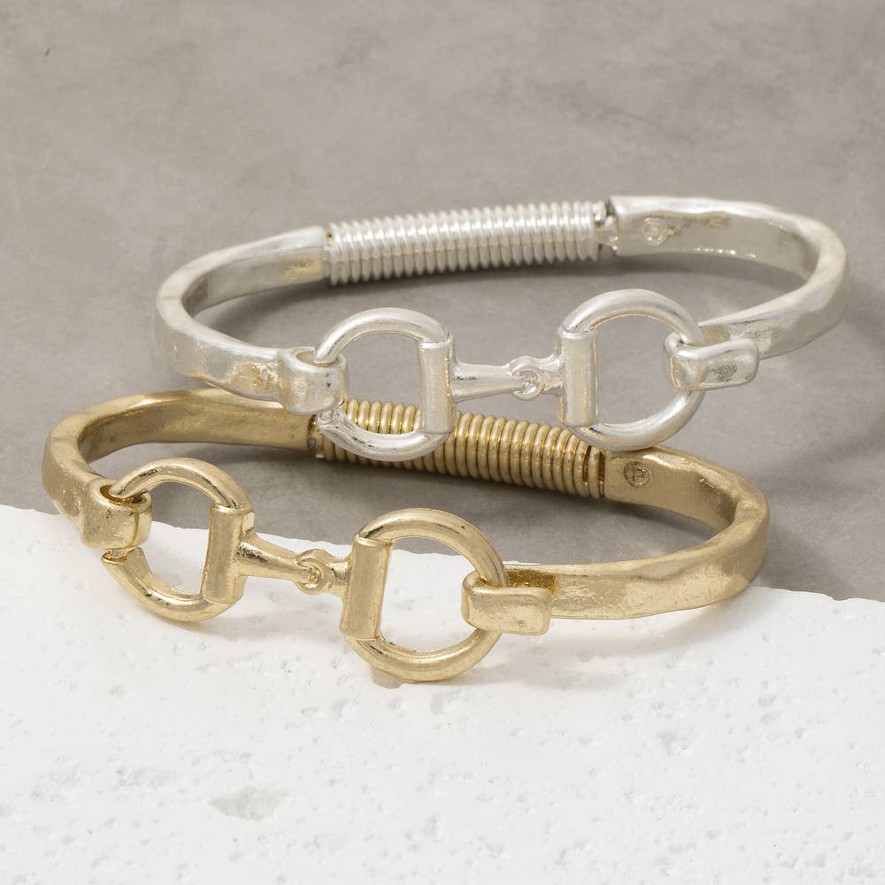 Equestrian Snaffle Bit Hinge Bangle Bracelet