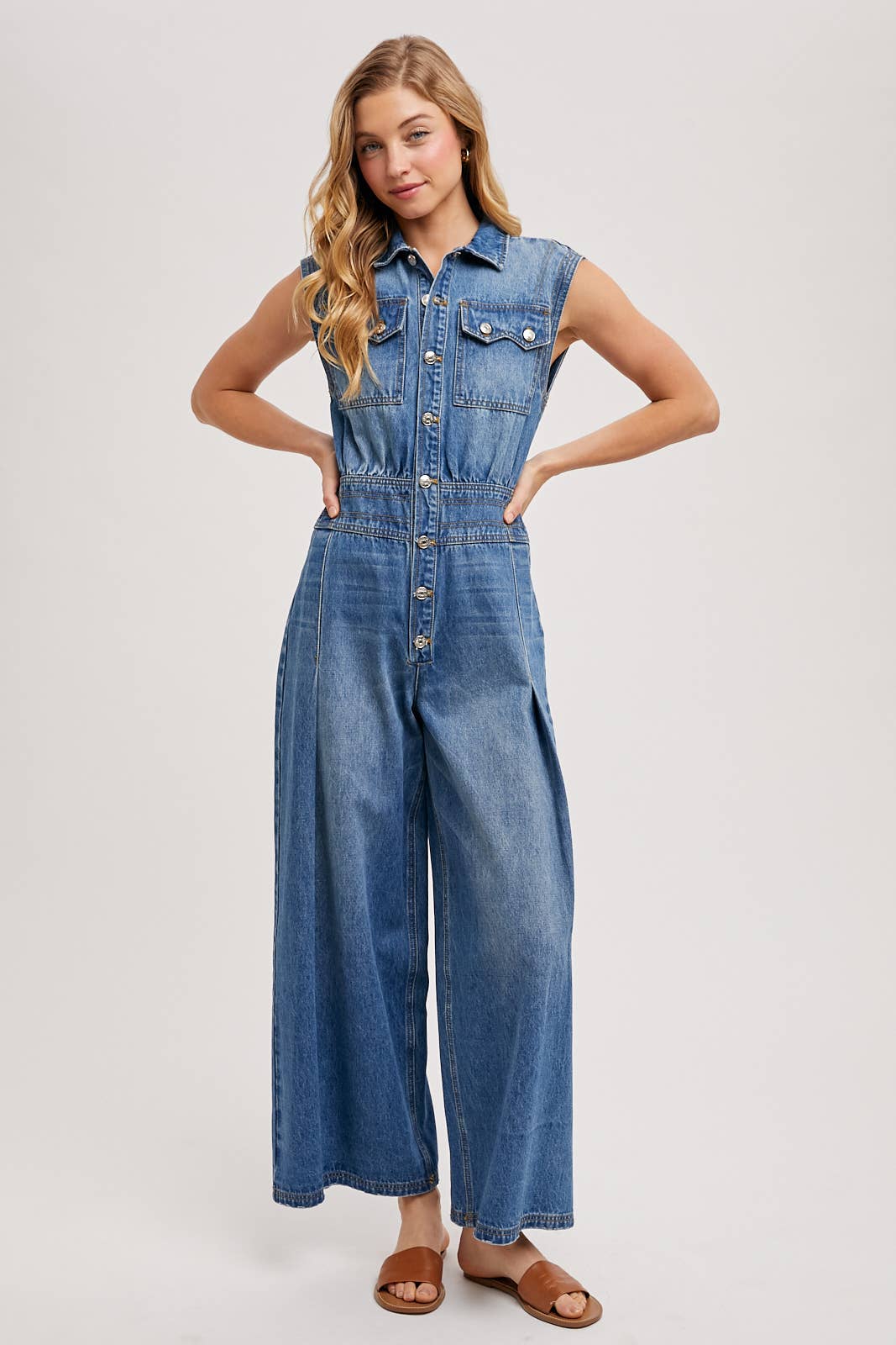 FINN DENIM SLEEVELESS JUMPSUIT