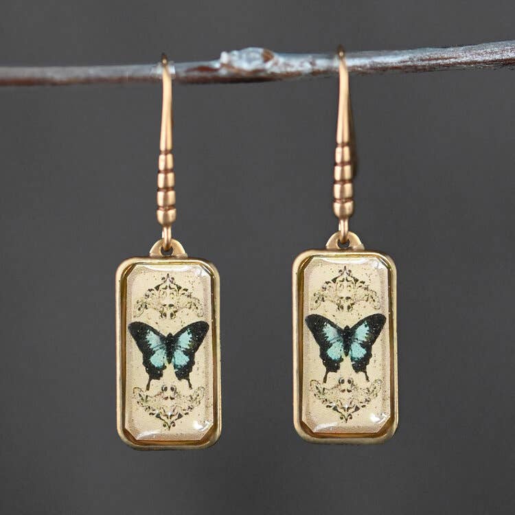 Butterfly Nouveau Picture Drops Dangle Earrings