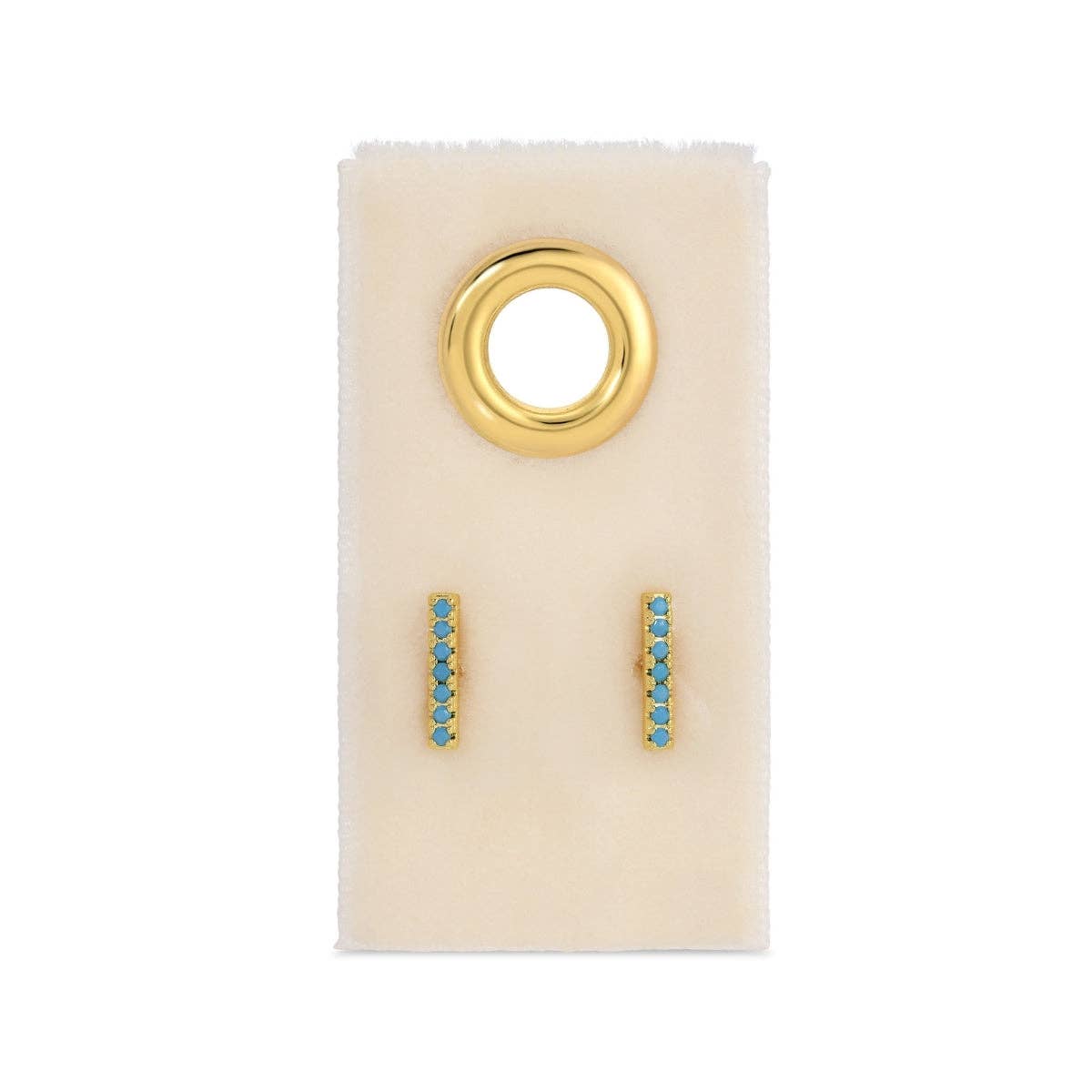 Light Blue Pavé Bar Studs