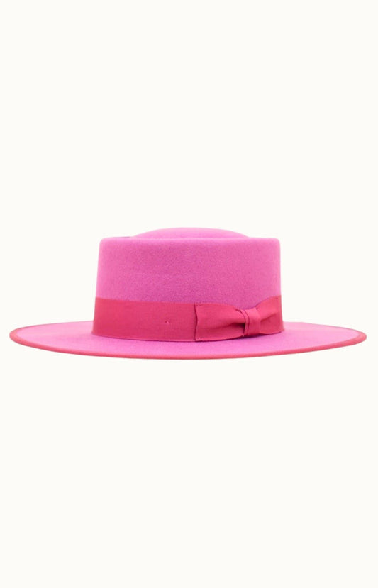 VIDA - 100% Wool Felt Gambler Hat, Unisex, hot pink