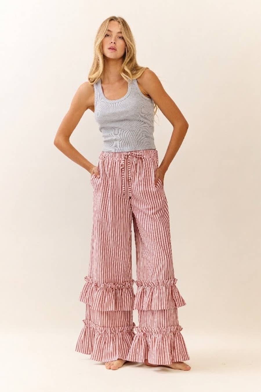 Striped Pull-on Maxi Pants