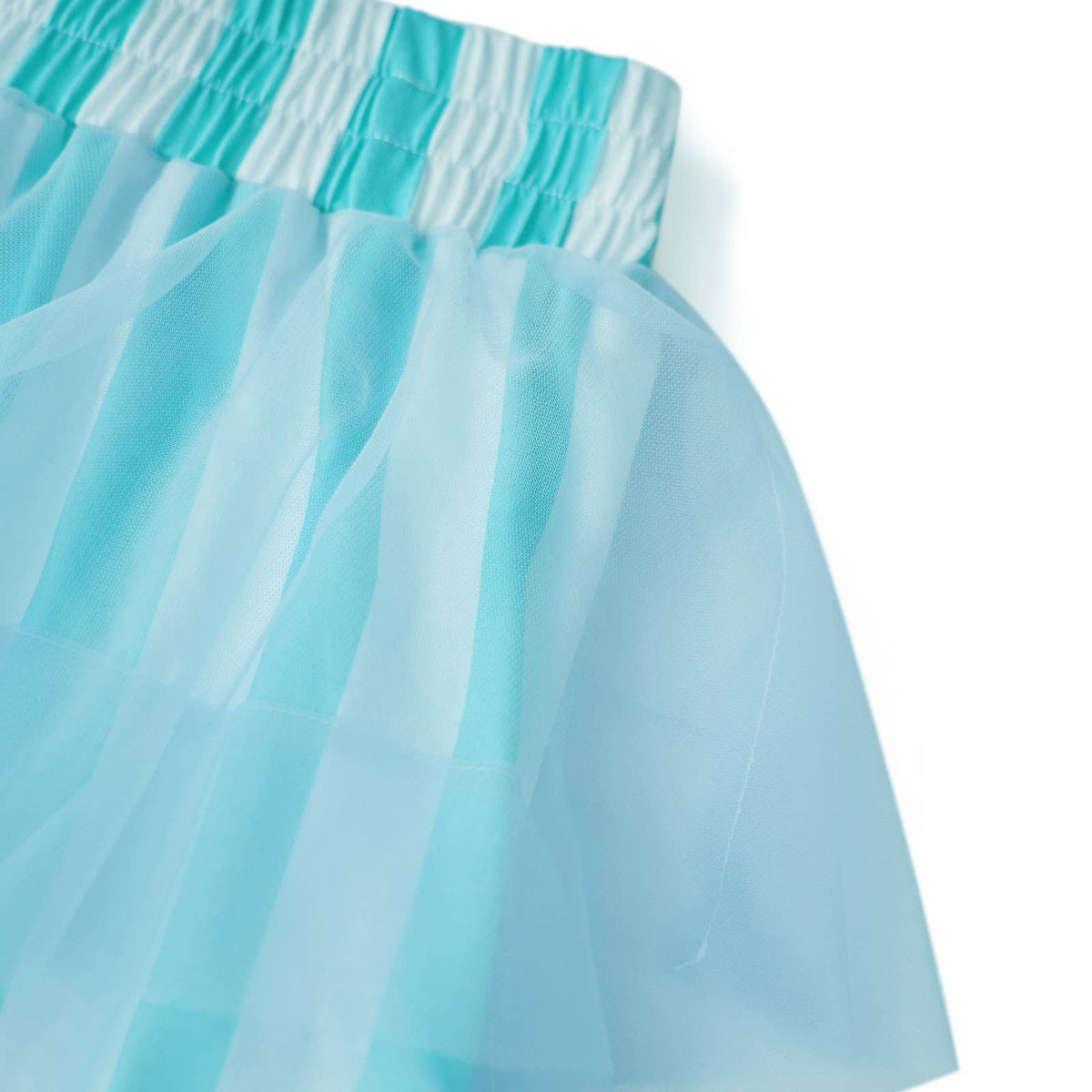 Striped Ruffles Trousers Wide-leg Tulle Pants