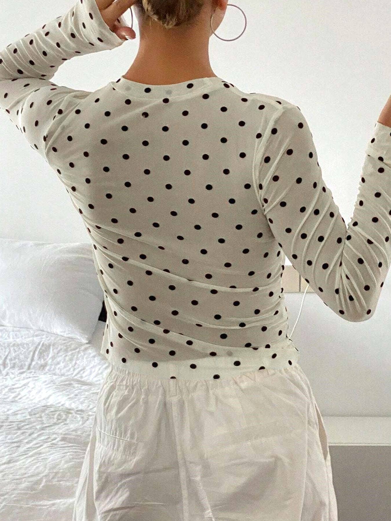 Romance Polka Dots Sheer Mesh Top