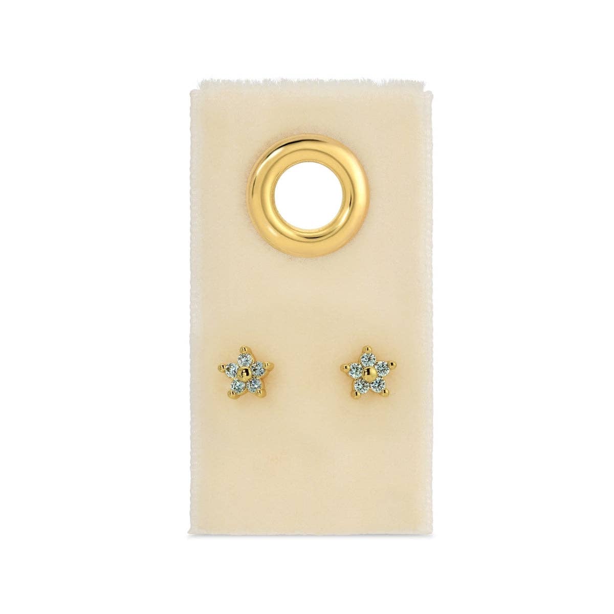Delicate Flower Studs on Velvet Tag