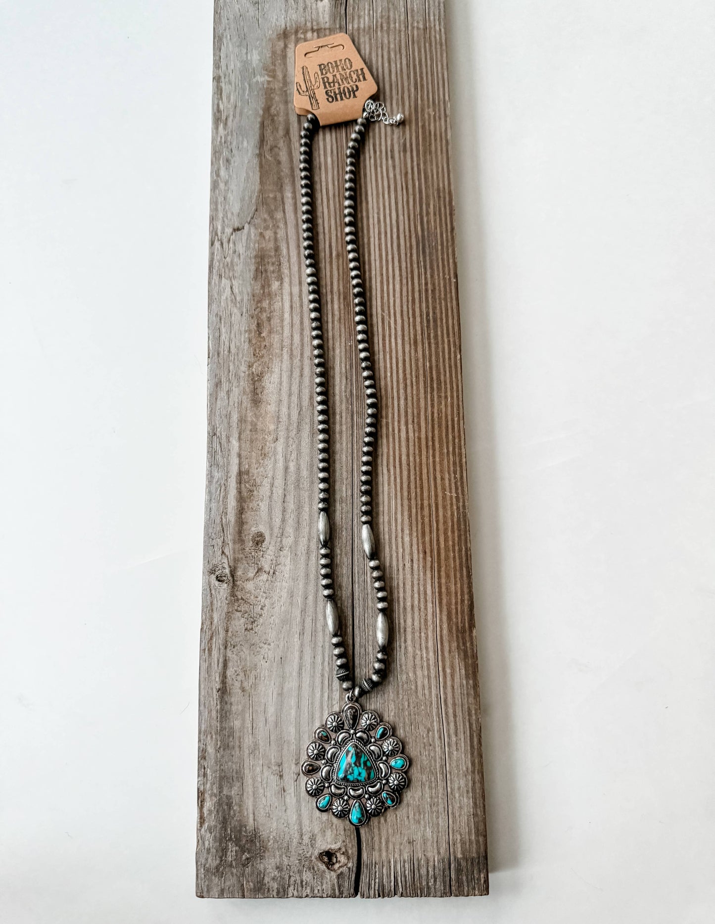 Western Stone with Navajo Style Pearl Necklace