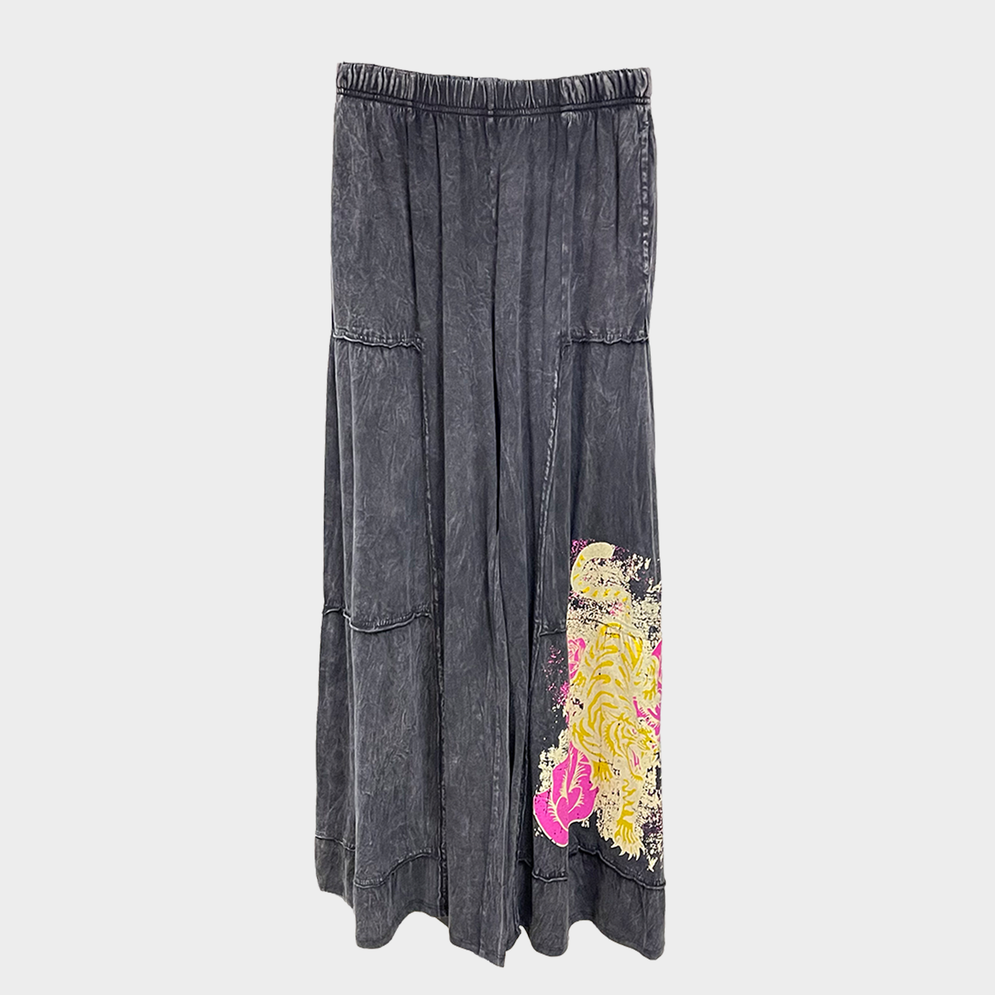 Mineral Wash Tiger & Rose Wide-Leg Pants
