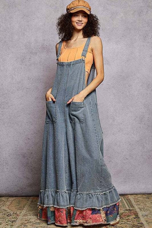 Denim Ruffle Overalls