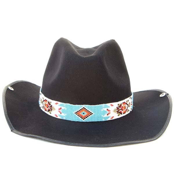 Handmade Beaded Cyan Blue Turtle Cowboy Hat Band Waist Belt - Trendy Hat Accessory