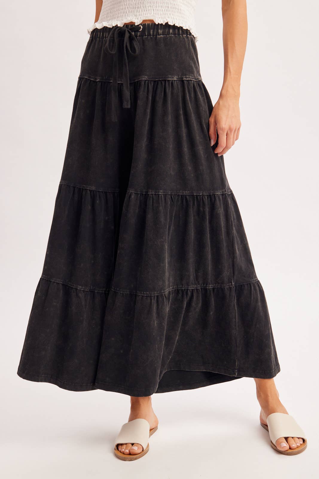 BOHO TIERED DRAWSTRING WIDE LEG PANTS