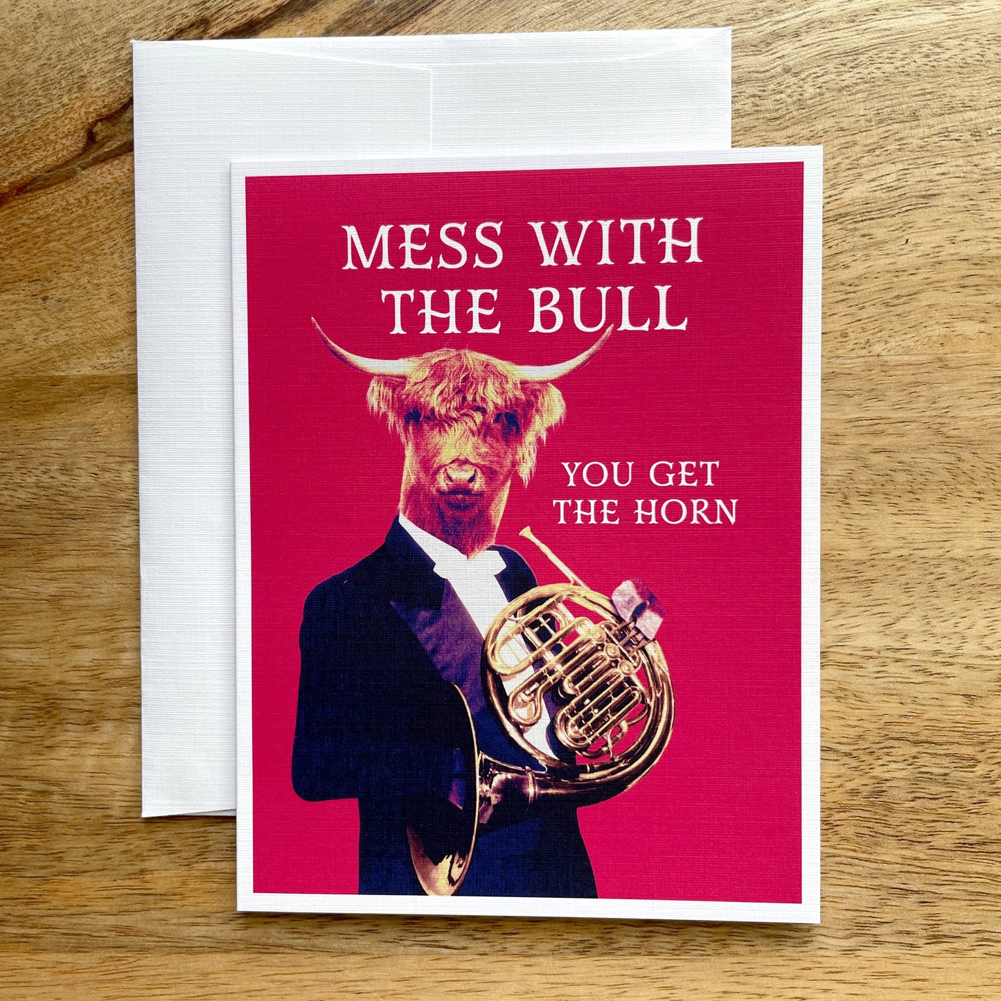 Bull (French) Horn funny animal greeting card