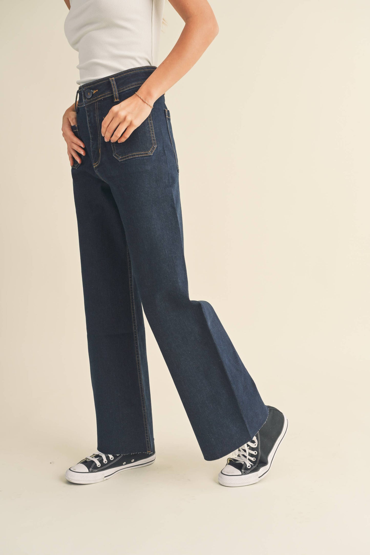 Sailor Stretched Indigo Denim with Front Pockets