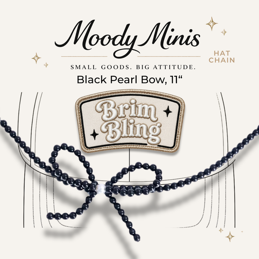 Black Pearl Bow - 11 Inch Hat Chain