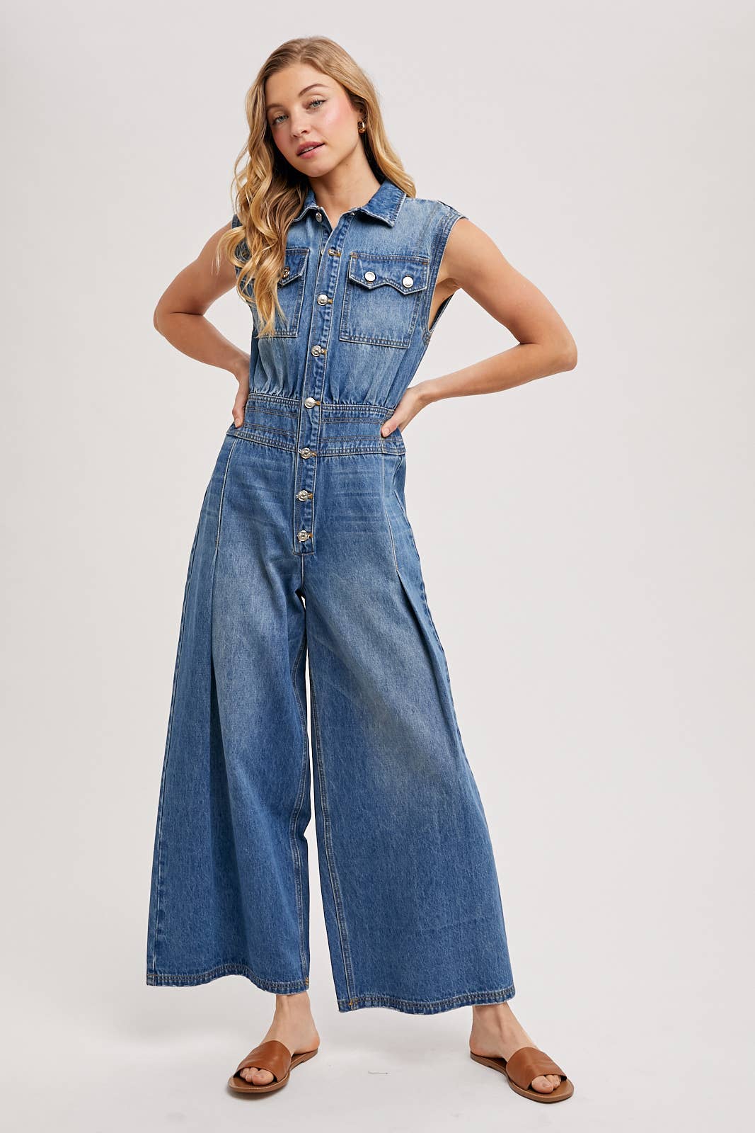 FINN DENIM SLEEVELESS JUMPSUIT