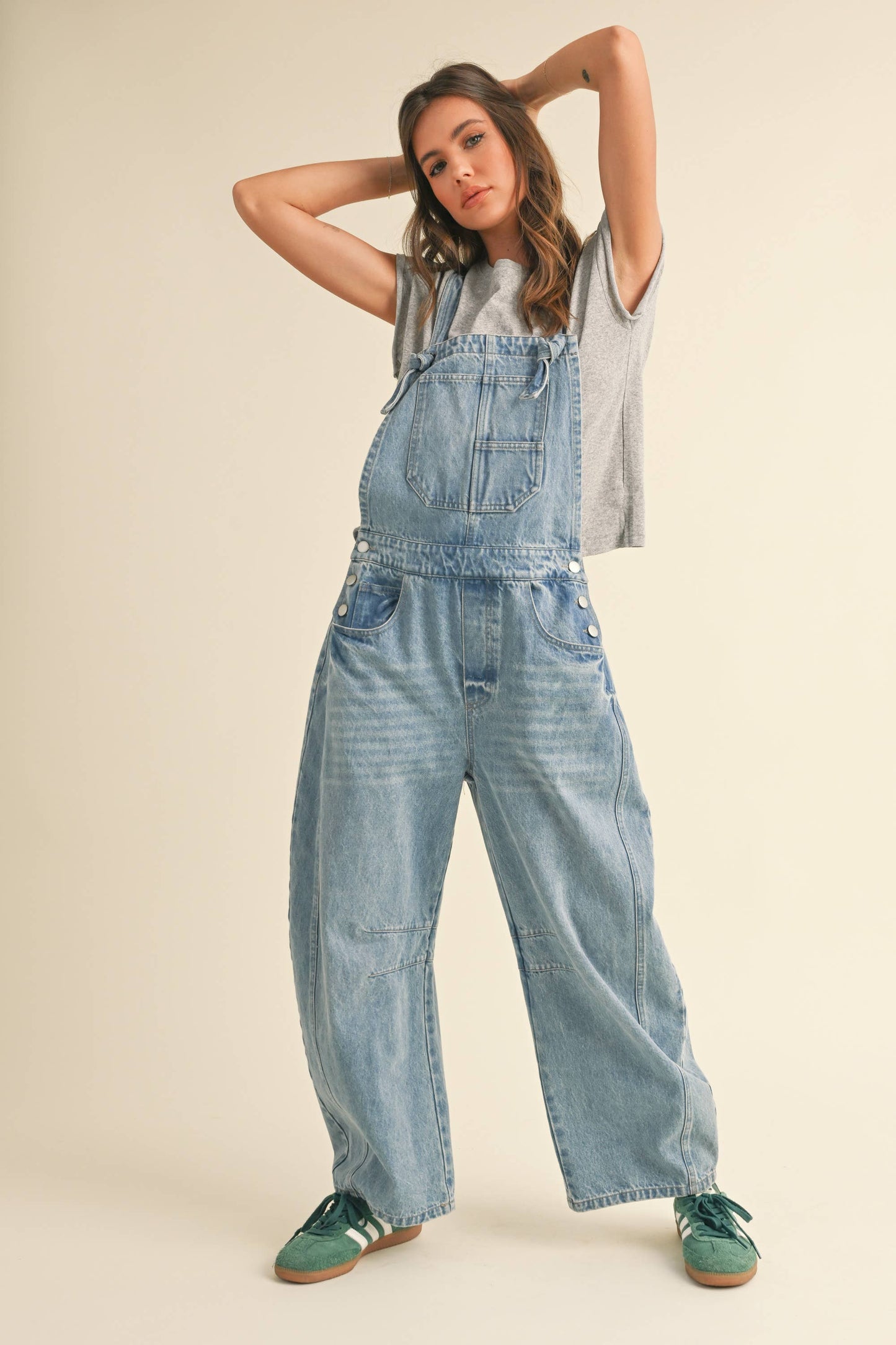 Charlene Barrel Denim Overalls