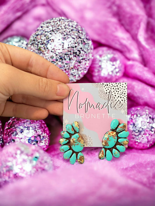 Michelle Mini Henley Earrings- Turquoise Stone