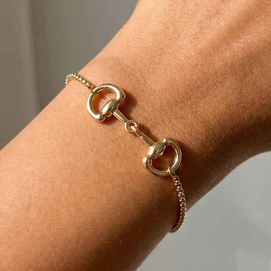 Horse Bit Charm Box Chain Dainty Bracelet