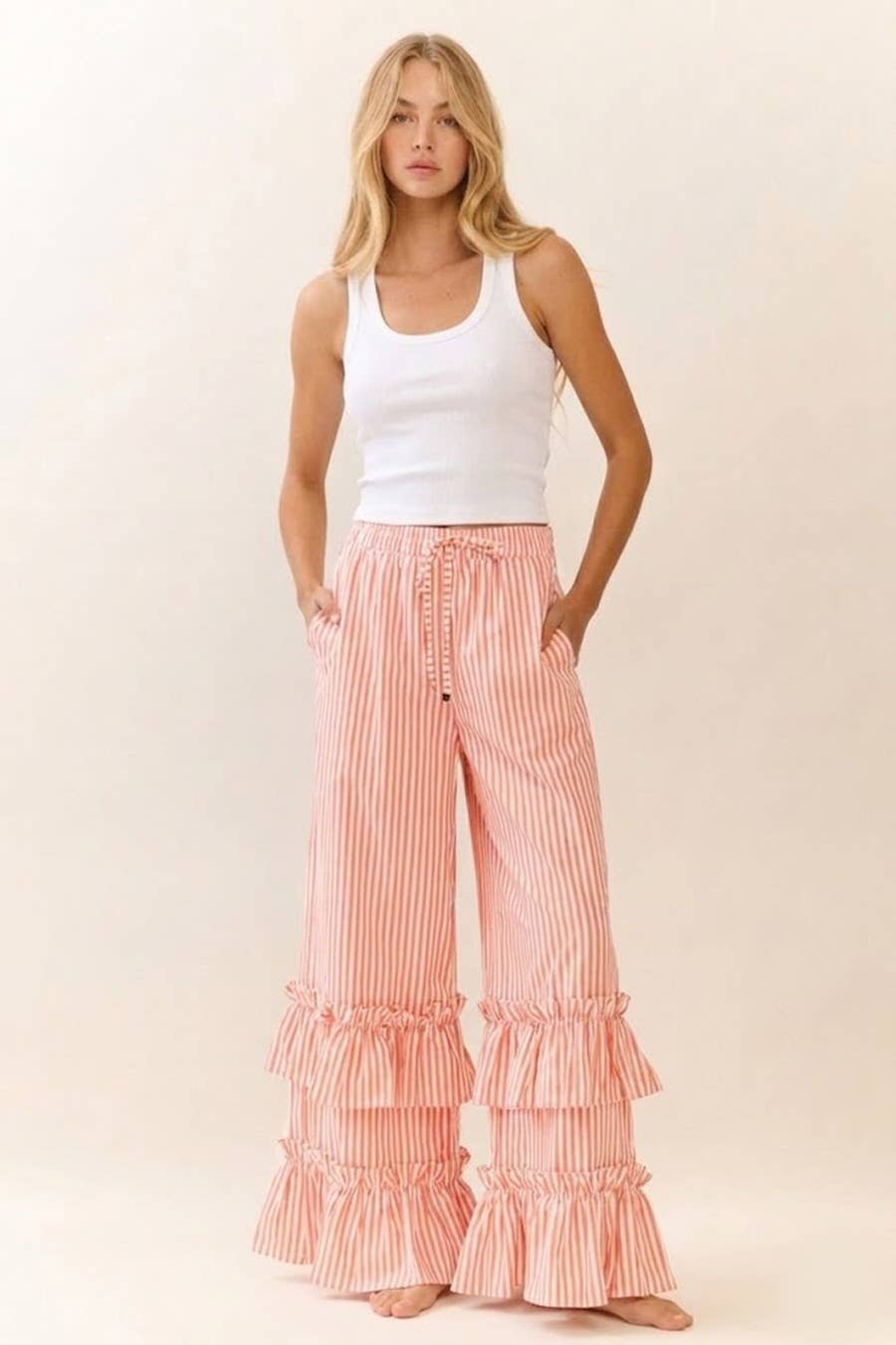 Striped Pull-on Maxi Pants