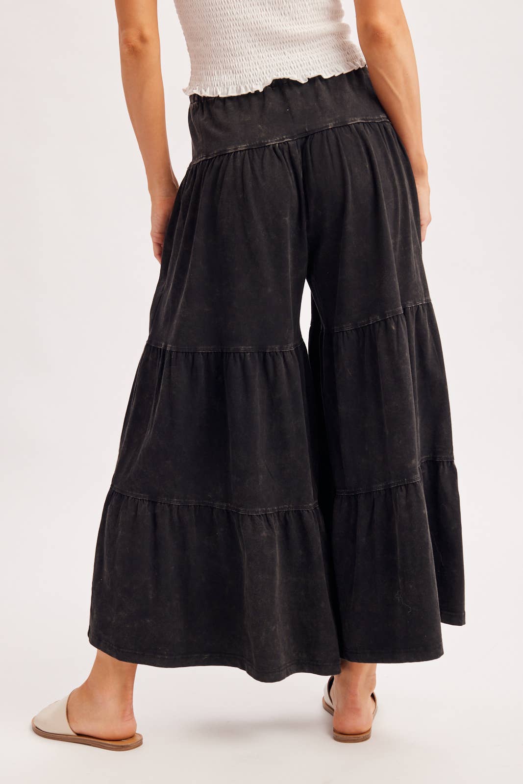 BOHO TIERED DRAWSTRING WIDE LEG PANTS