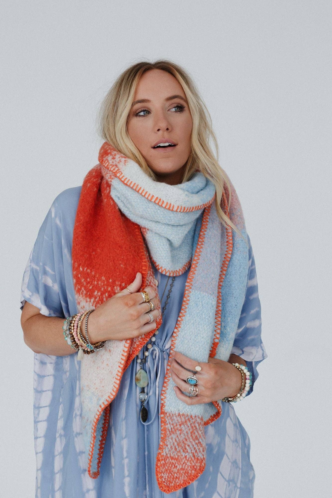 Autumn Days Multi Colored Scarf - Rust