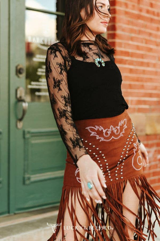 Black Lace Long Sleeve Stretch Top