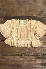 Softly Worn Eyelet Top - Oatmeal