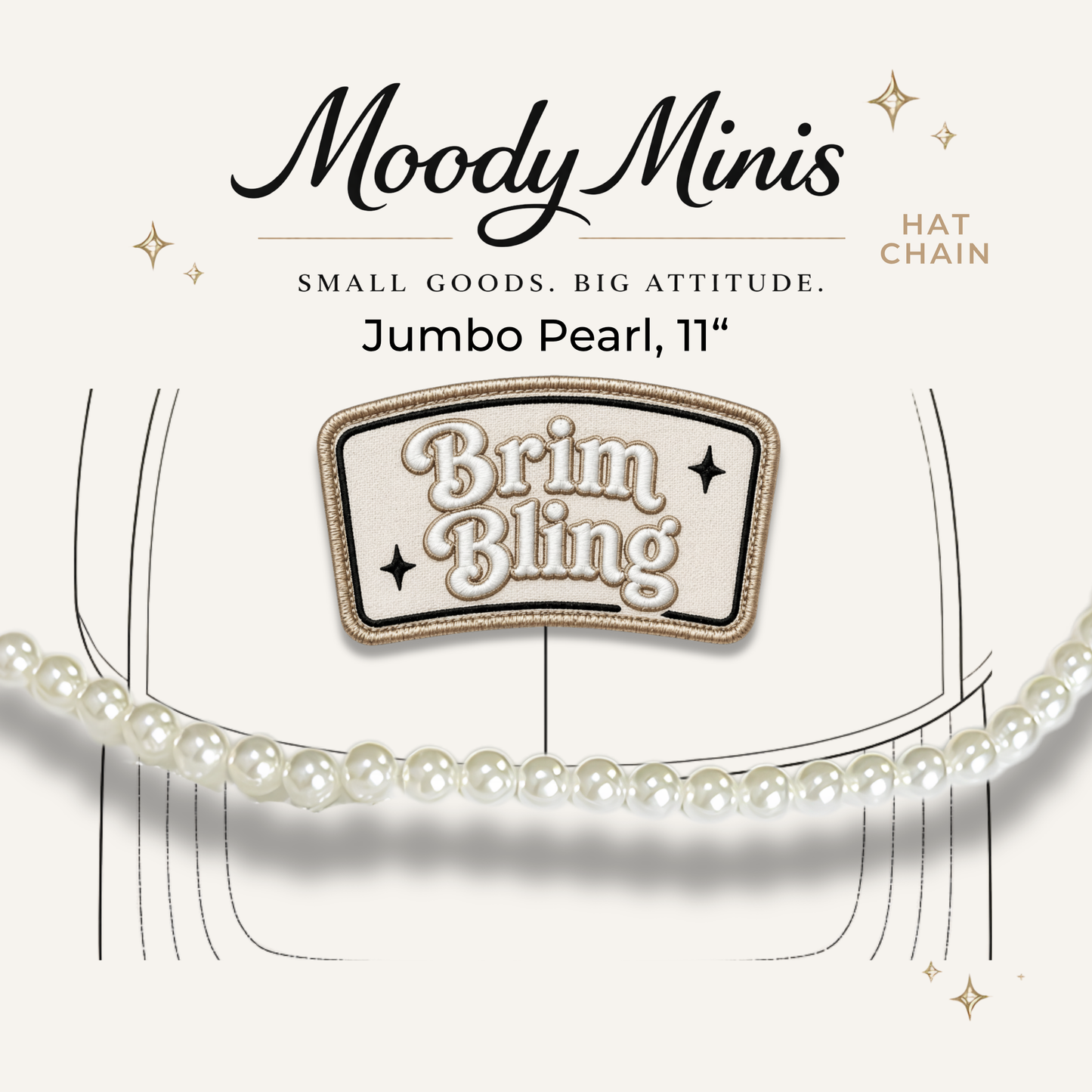 Jumbo White Pearl - 11 Inch Hat Chain