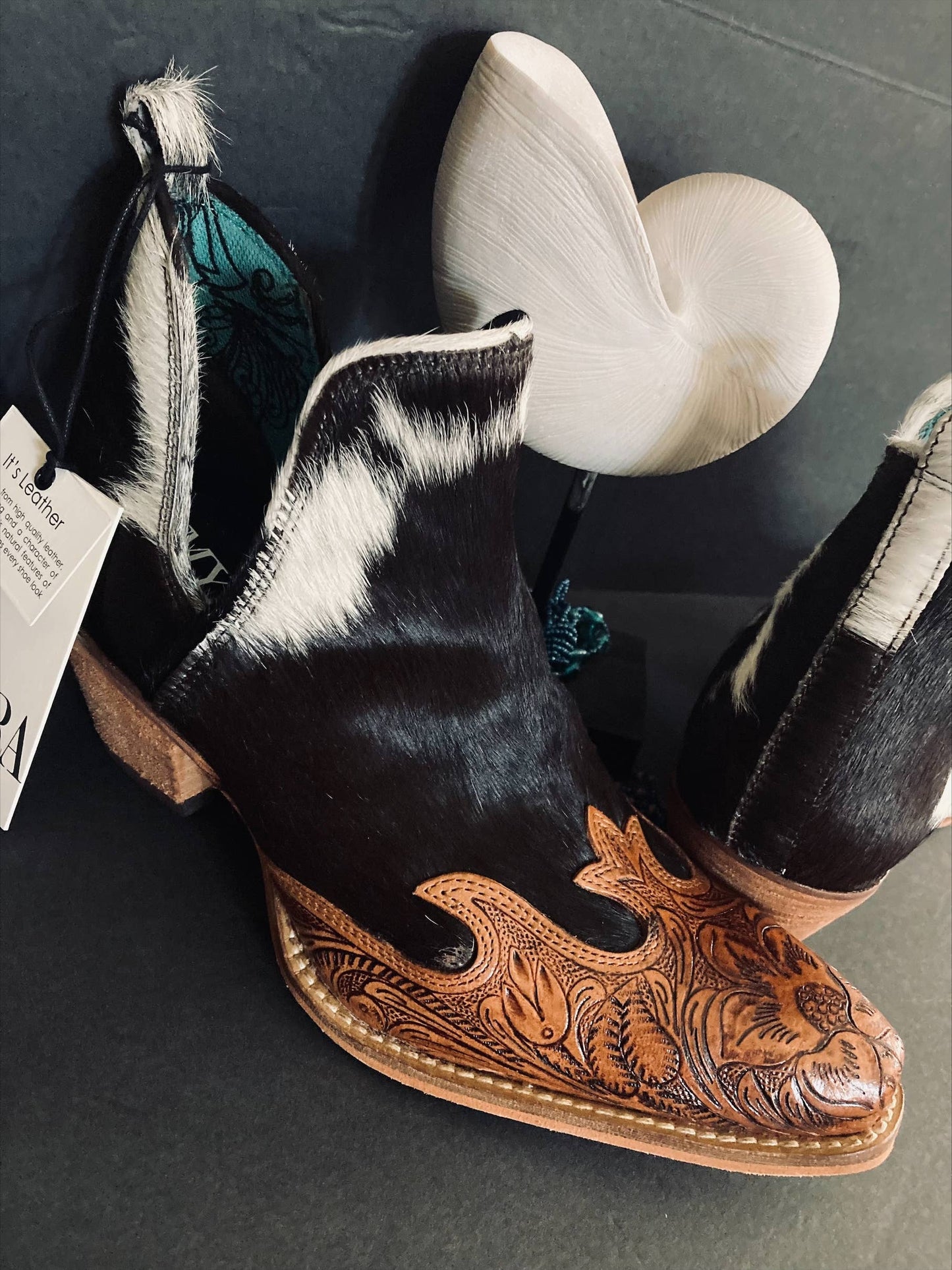 Frisco Blossom Hair-on Hide & Hand-tooled Boots